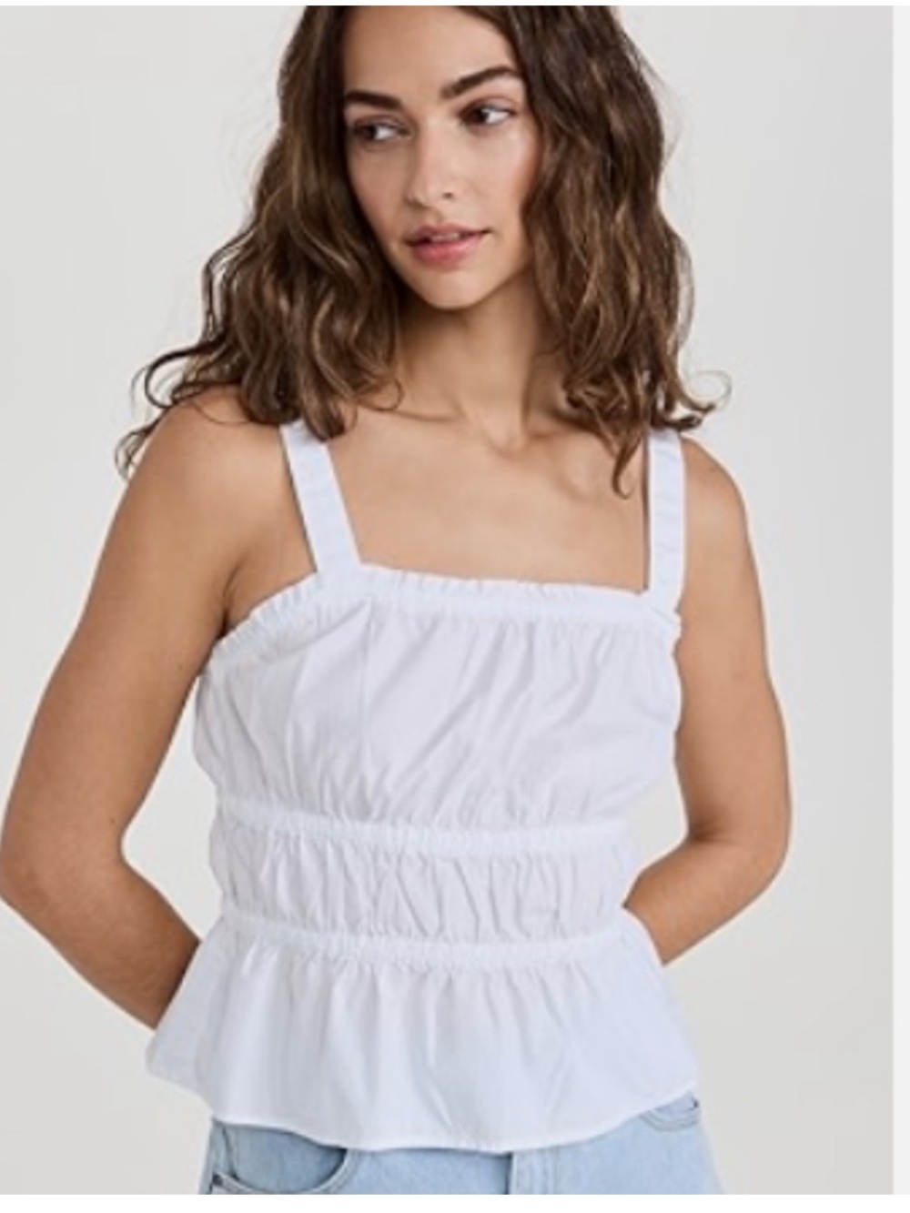 Madewell White Smocked Top